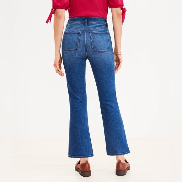 Loft Patch Pocket High Rise Kick Crop Jeans in Dark Wash Size 26 - Picture 3 of 8